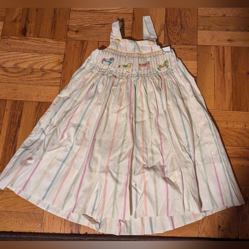 Striped Sleeveless Dress with Embroidery Sz 4/5T